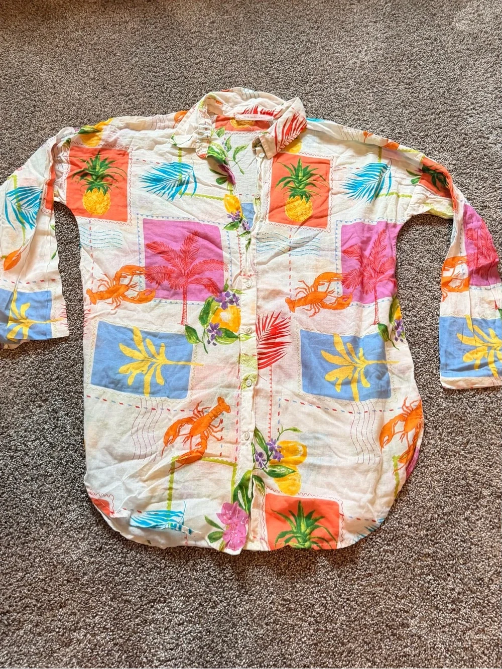 NWOT - Tropical Print Button-Front Matching Pants Set - Picture 4 of 4